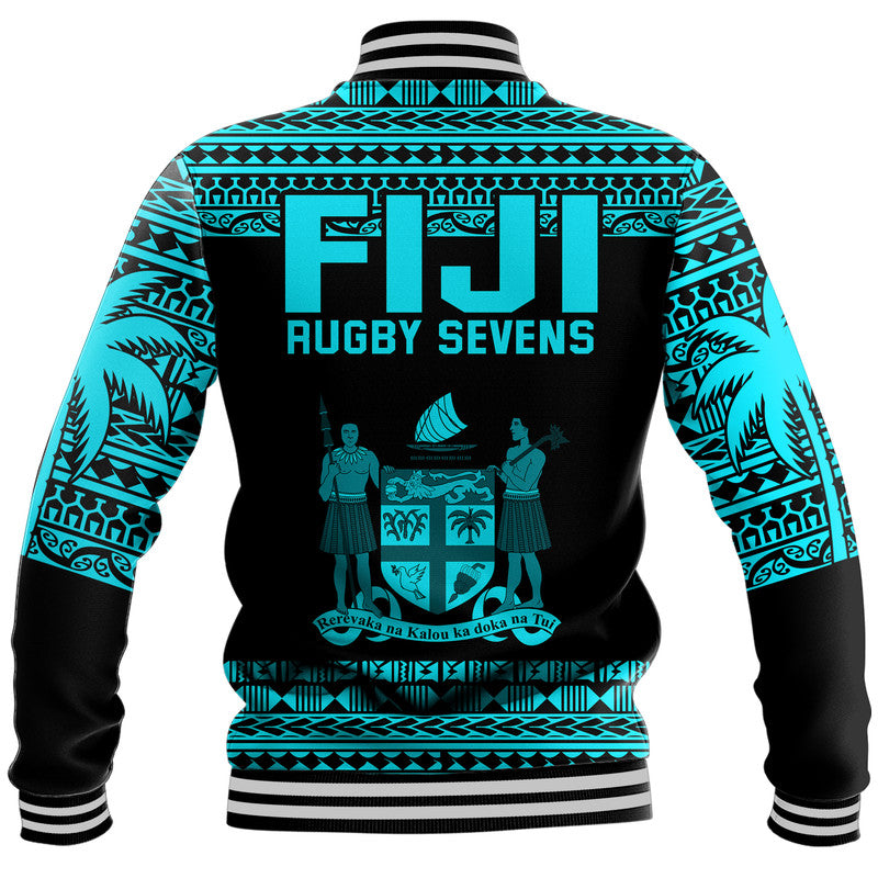 Fiji Rugby Sevens Baseball Jacket Simple Blue Style LT9 - Polynesian Pride
