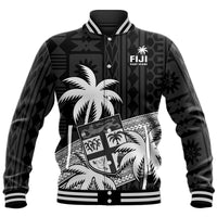 Fiji Rugby Sevens Baseball Jacket Tapa Palm Tree and Fijian Coat of Arms LT9 Unisex Blue - Polynesian Pride