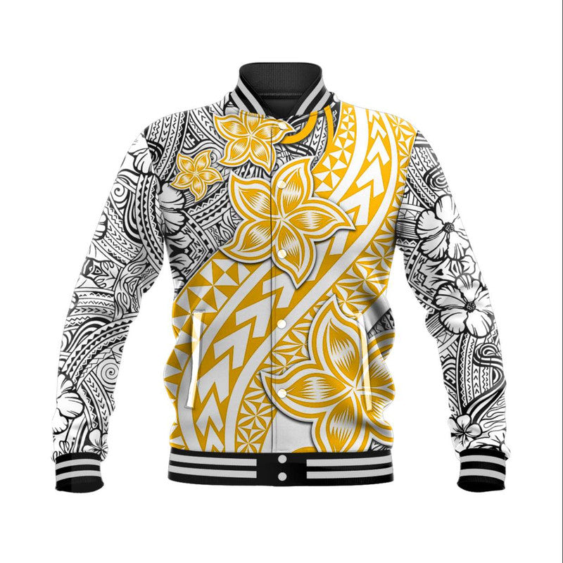 Traditional Polynesian Tribal Tattoo Retro Baseball Jacket Yellow LT9 Unisex Yellow - Polynesian Pride