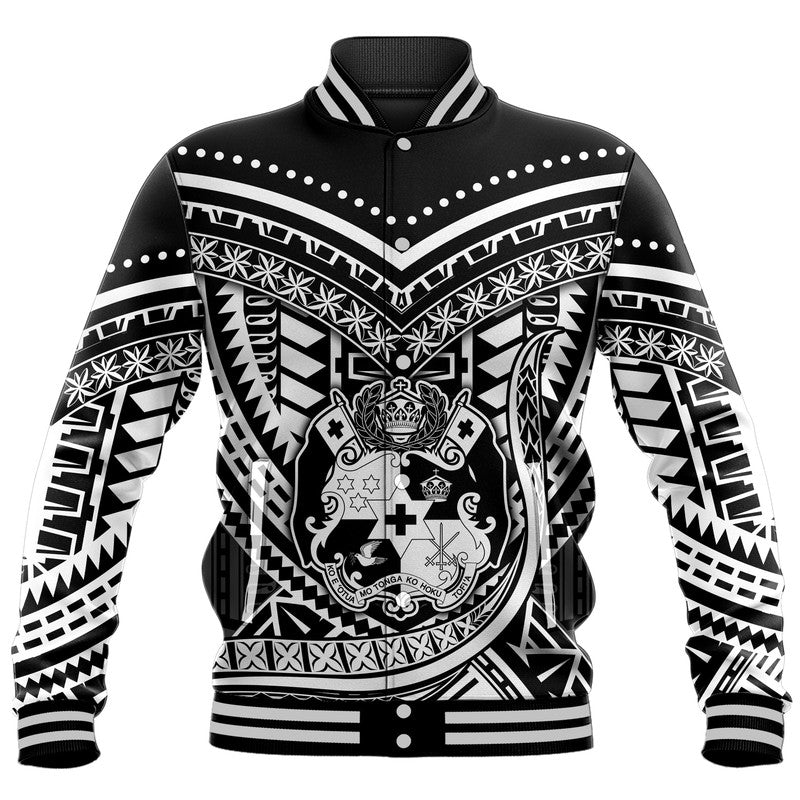 (Custom Personalised) Tonga Coat of Arms Baseball Jacket LT9 Unisex Black - Polynesian Pride
