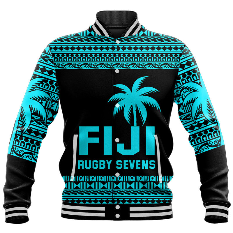 Fiji Rugby Sevens Baseball Jacket Simple Blue Style LT9 Unisex Blue - Polynesian Pride