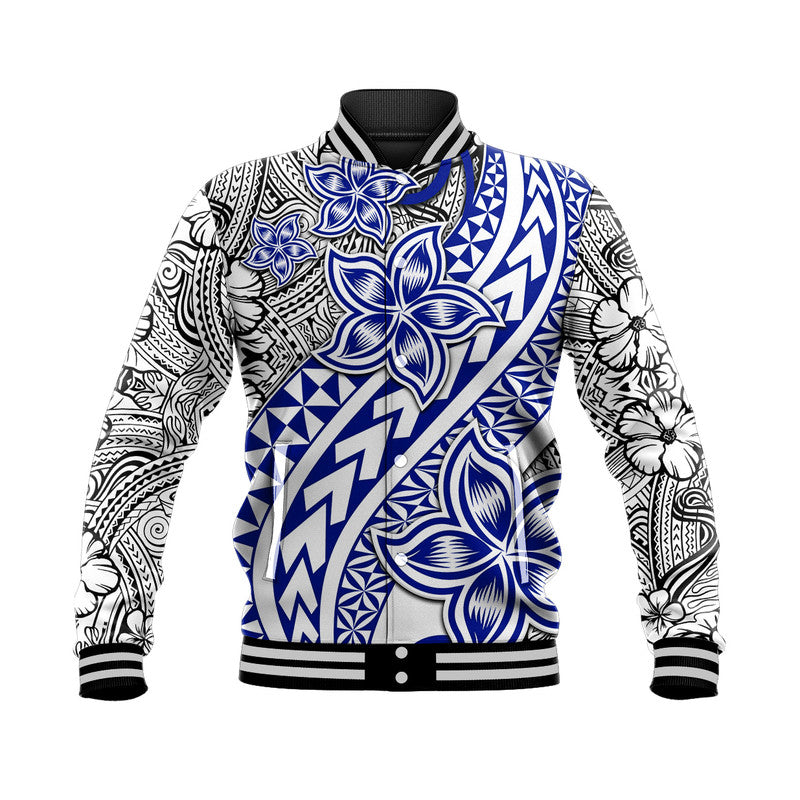 Traditional Polynesian Tribal Tattoo Retro Baseball Jacket Blue LT9 Unisex Blue - Polynesian Pride