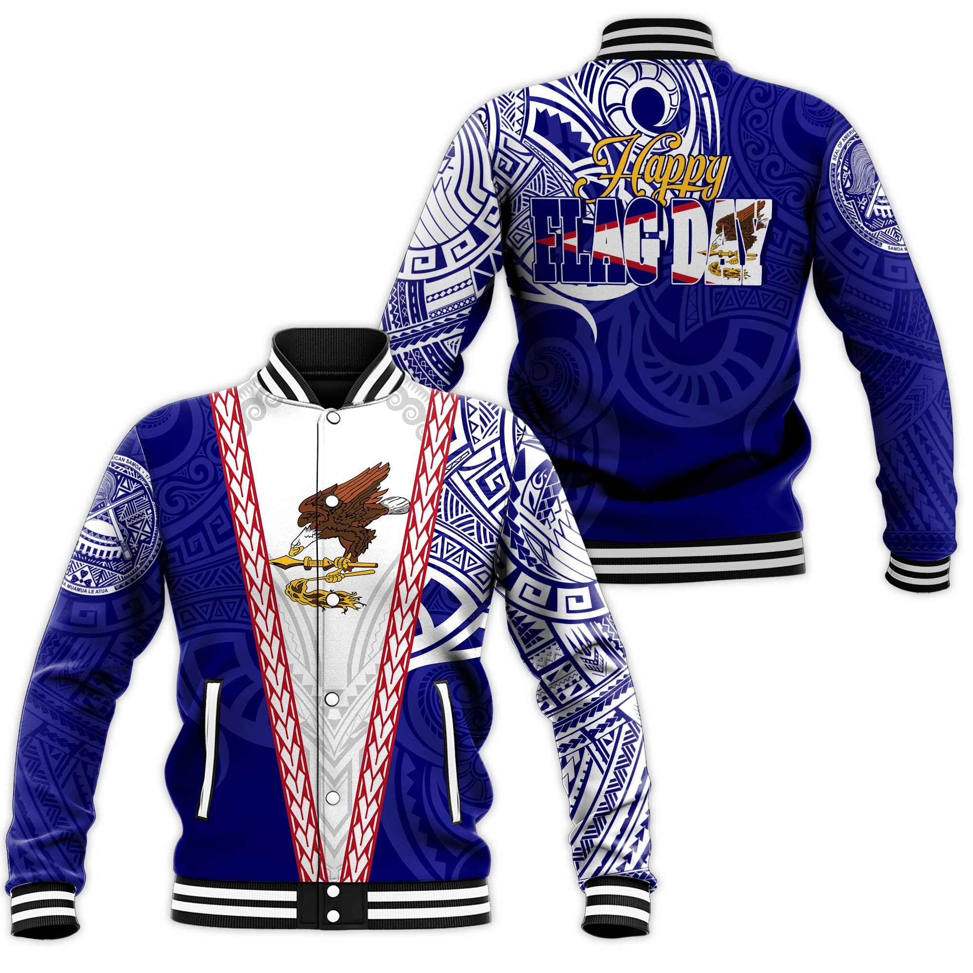 American Samoa Flag Day Baseball Jacket Mix Style LT7 Unisex Blue - Polynesian Pride