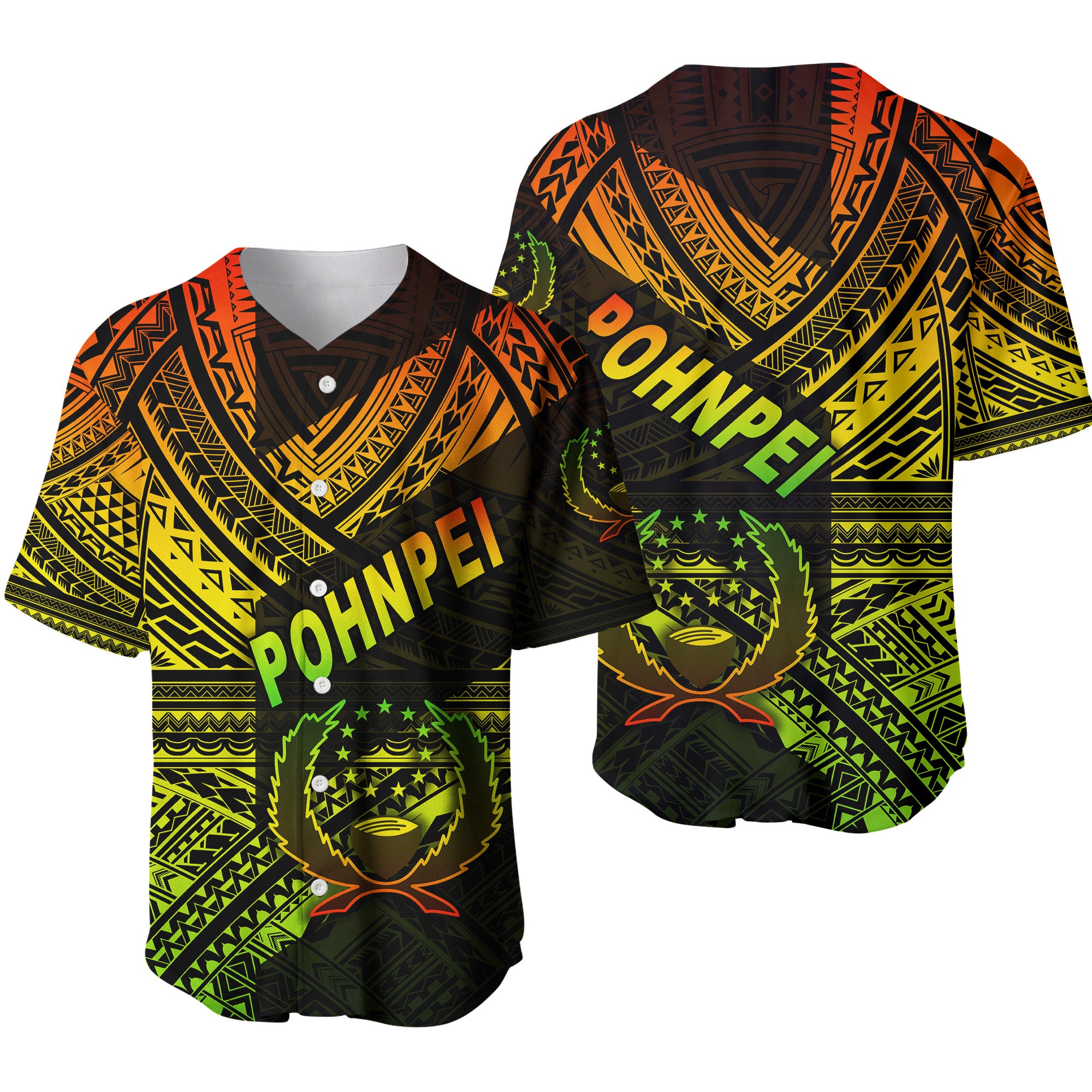 FSM Pohnpei Baseball Jersey Original Style - Reggae LT8 Unisex Reggae - Polynesian Pride