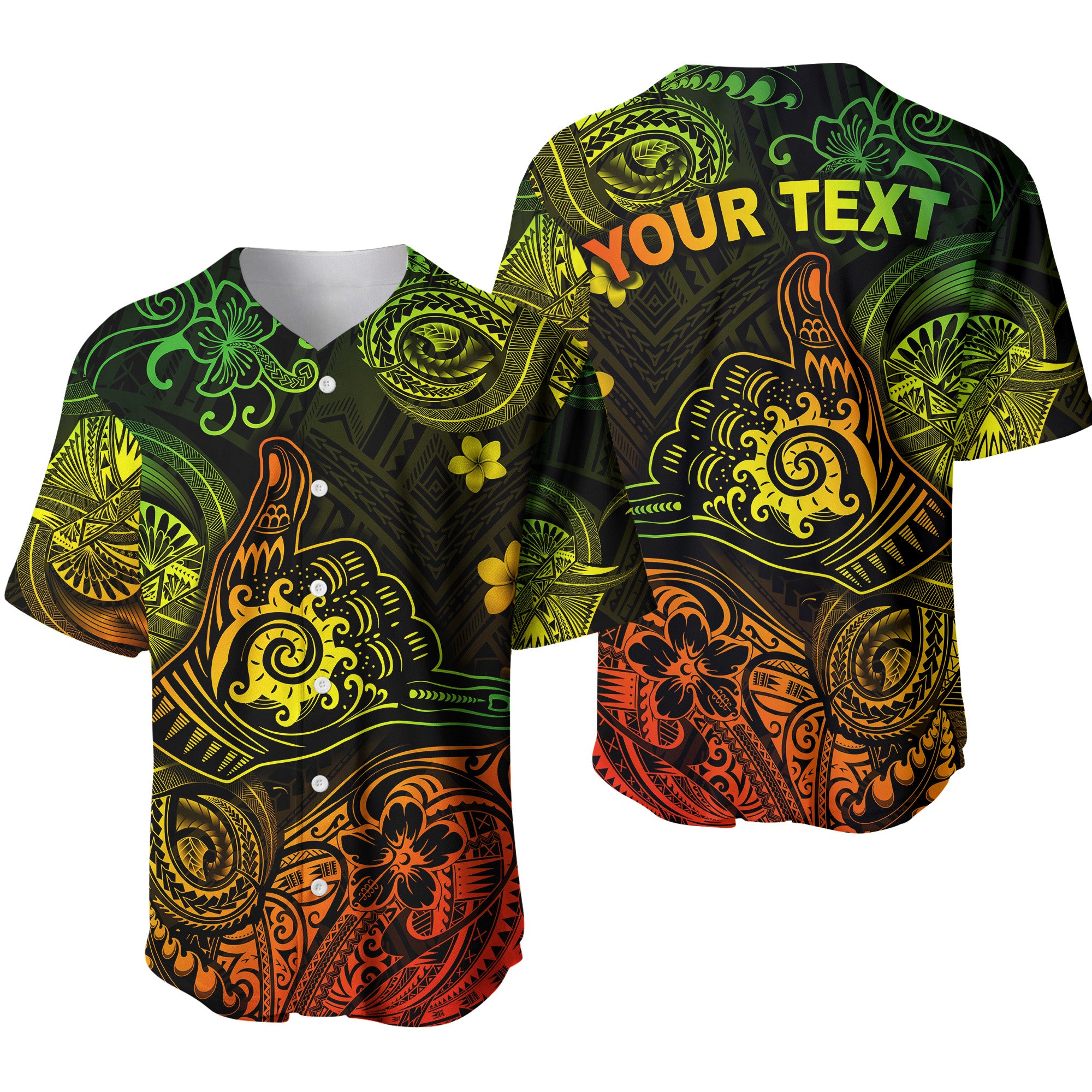 (Custom Personalised) Hawaii Shaka Polynesian Baseball Jersey Unique Style - Reggae LT8 - Polynesian Pride