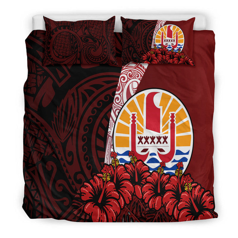 Tahiti Bedding Set Polynesian Coat Of Arm With Hibiscus LT9 - Polynesian Pride