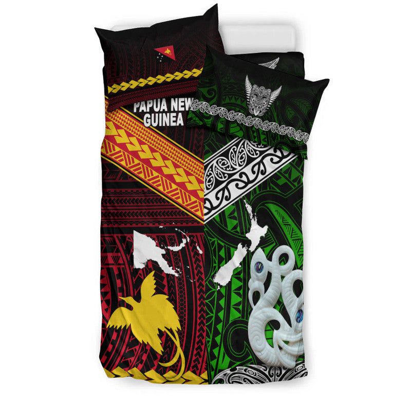 New Zealand And Papua New Guinea Bedding Set Together - Green LT8 - Polynesian Pride