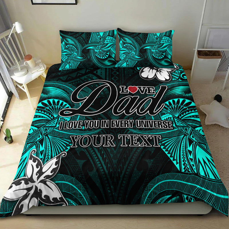 (Custom Personalised) Polynesian Fathers Day Bedding Set I Love You In Every Universe - Turquoise LT8 - Polynesian Pride