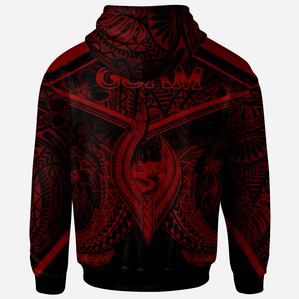 Guam Zip Hoodie Guam Seal With Line Style Red Version - Polynesian Pride