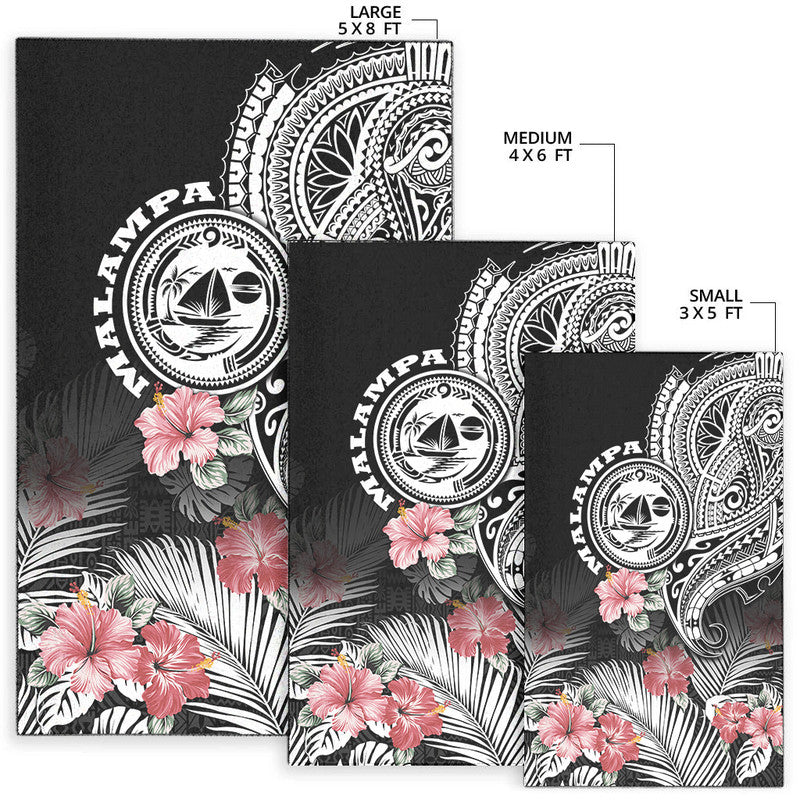 Vanuatu Malampa Province Area Rug Hibiscus Tribal Polynesian Tattoo Ver Black LT9 - Polynesian Pride