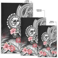 Vanuatu Malampa Province Area Rug Hibiscus Tribal Polynesian Tattoo Ver Black LT9 - Polynesian Pride