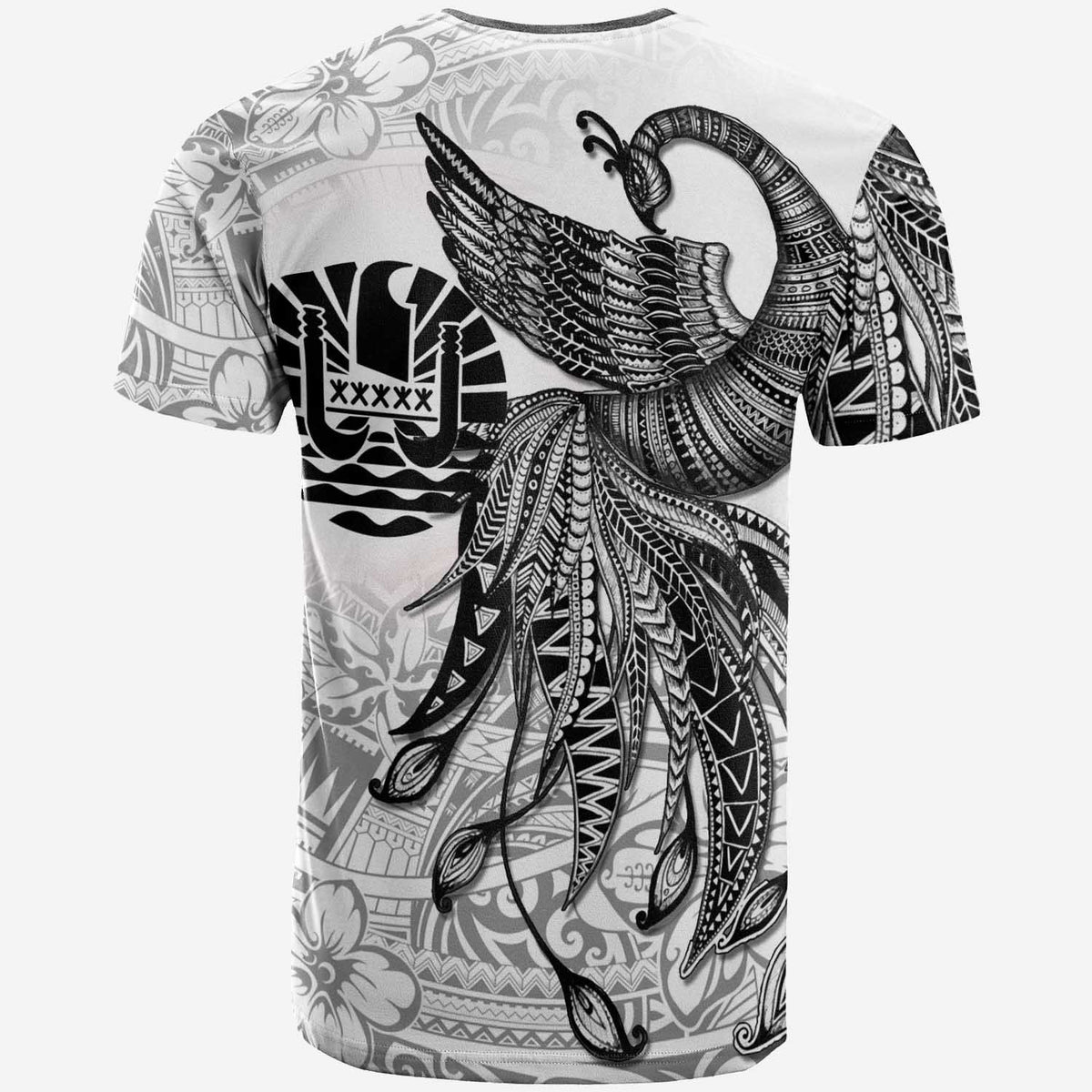 Tahiti T Shirt Polynesian Phoenix Bird, Fairytales Bird Black - Polynesian Pride