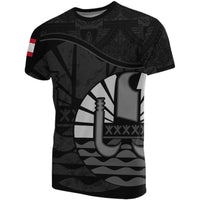 Tahiti T Shirt Tahiti Flag Vintage Style Black A02 Unisex Black - Polynesian Pride