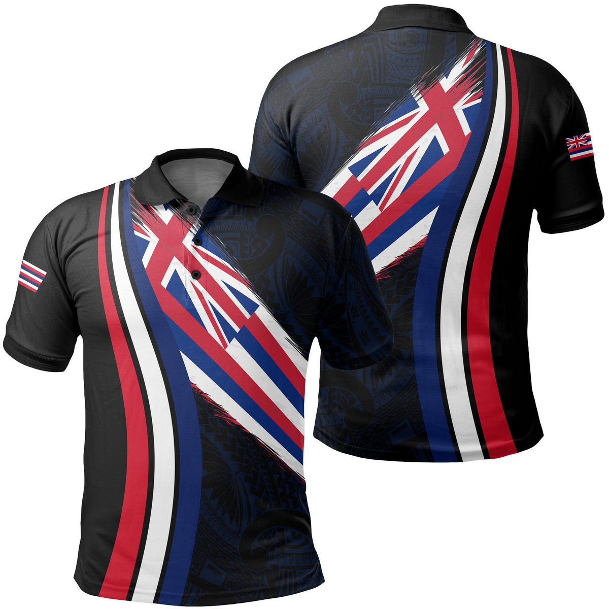 Polynesian Unisex Hawaii Flag Polo Shirt Ten Style - Polynesian Pride