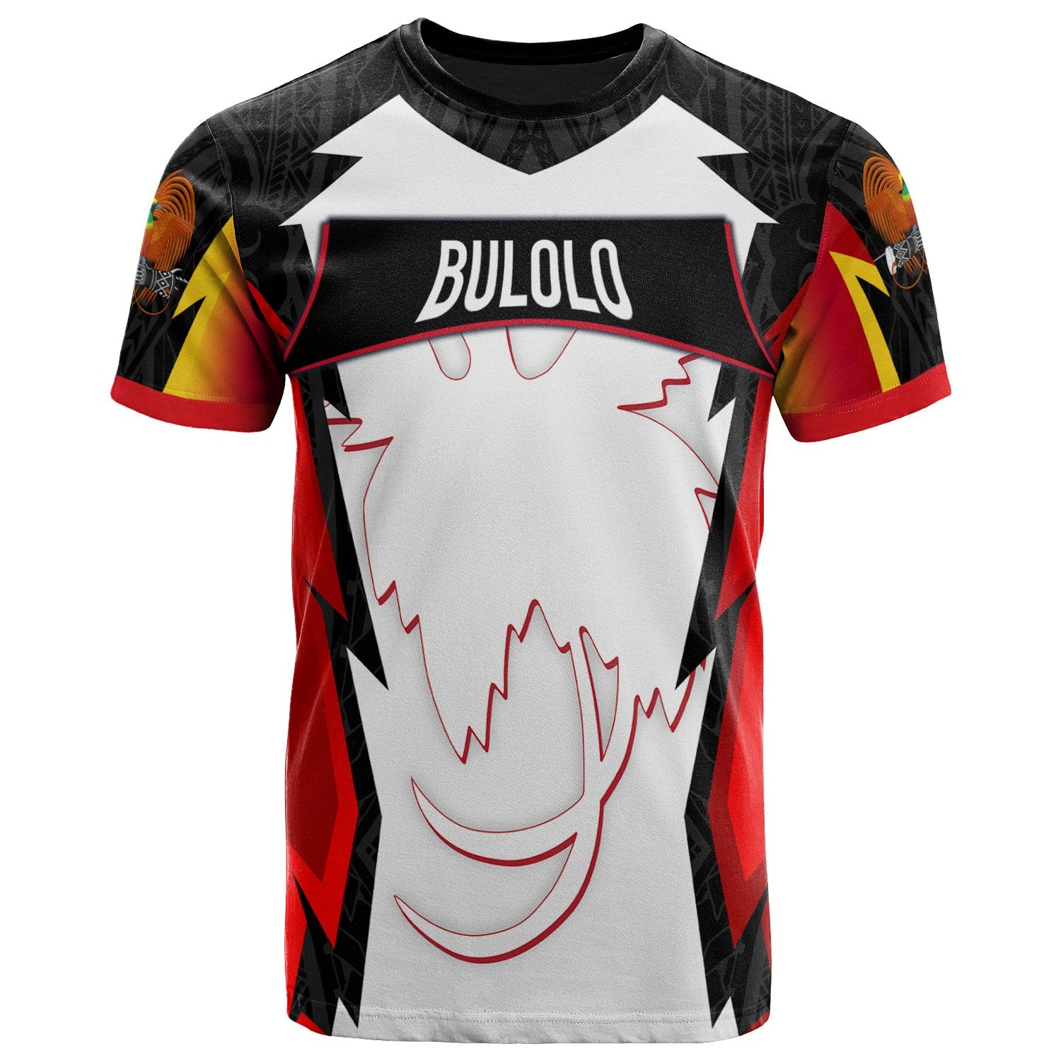 Papua New Guinea T Shirt Bulolo PNG Coat Of Arms Unisex Red Black - Polynesian Pride