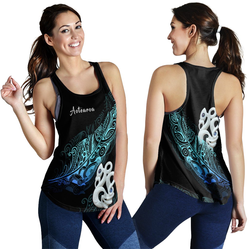Aotearoa Women Racerback Tank Fern Mix Manaia Matau LT13 - Polynesian Pride