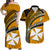 Custom Wallis And Futuna Matching Dress and Hawaiian Shirt Plumeria Flowers with Gold Polynesian Pattern LT14 Gold - Polynesian Pride