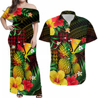 Custom Hawaii Matching Hawaiian Shirt and Dress Pineapple Mix Kakau Reggae Kanaka LT14 Reggae - Polynesian Pride