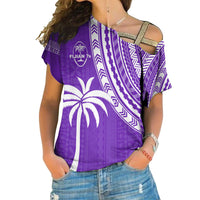 Fiji Rugby Sevens Cross Shoulder Shirt Fijian 7s Tapa Polynesian Purple LT13 Female Purple - Polynesian Pride