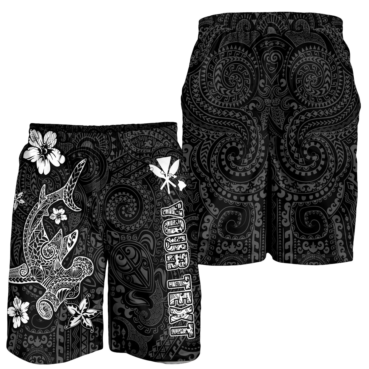 (Custom Personalised) Hawaii Hammerhead Shark Hibiscus Hawaii Pattern Men Short - LT2 - Polynesian Pride