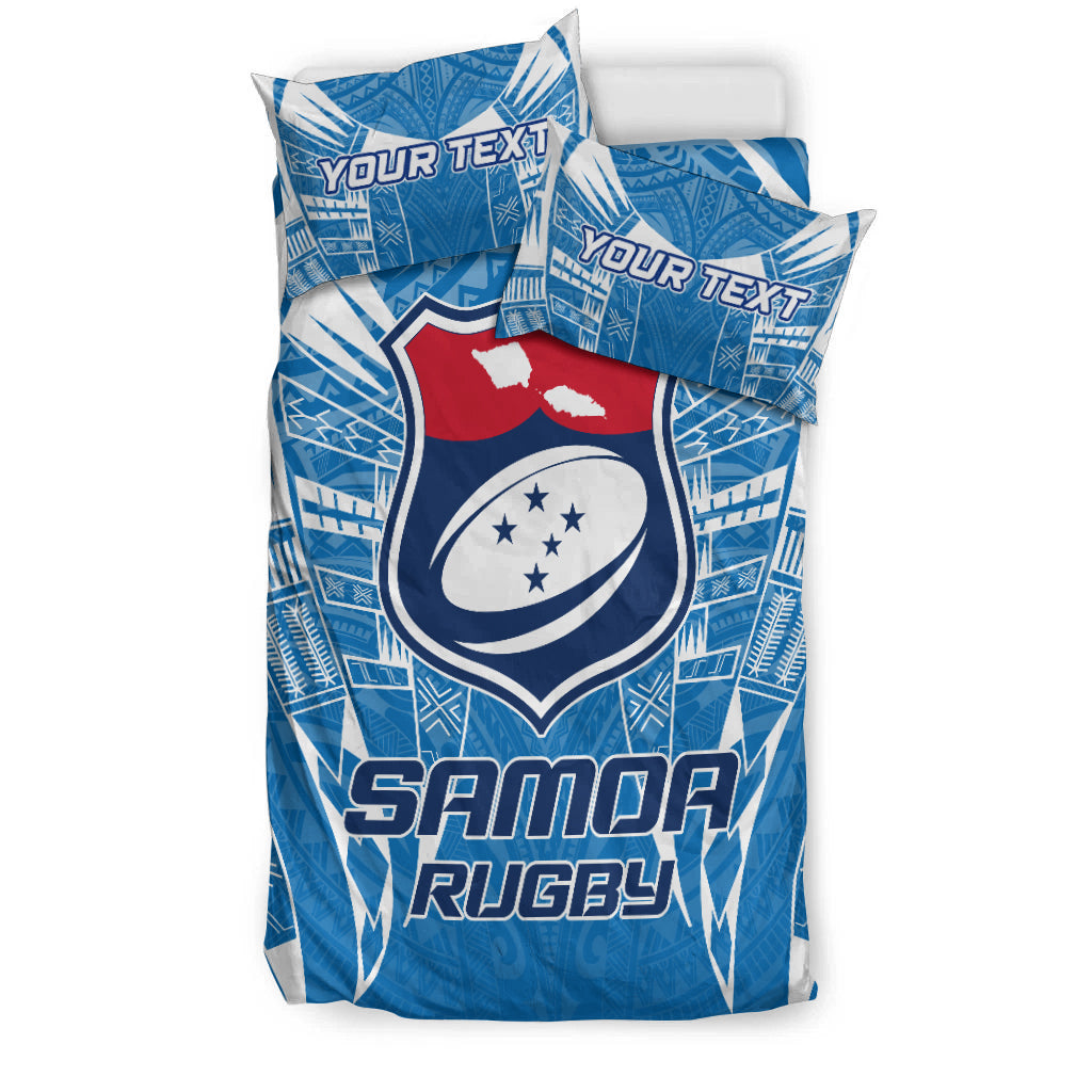 (Custom Personalised) Samoa Rugby Toa Samoa Blue Style Bedding Set - LT2 - Polynesian Pride