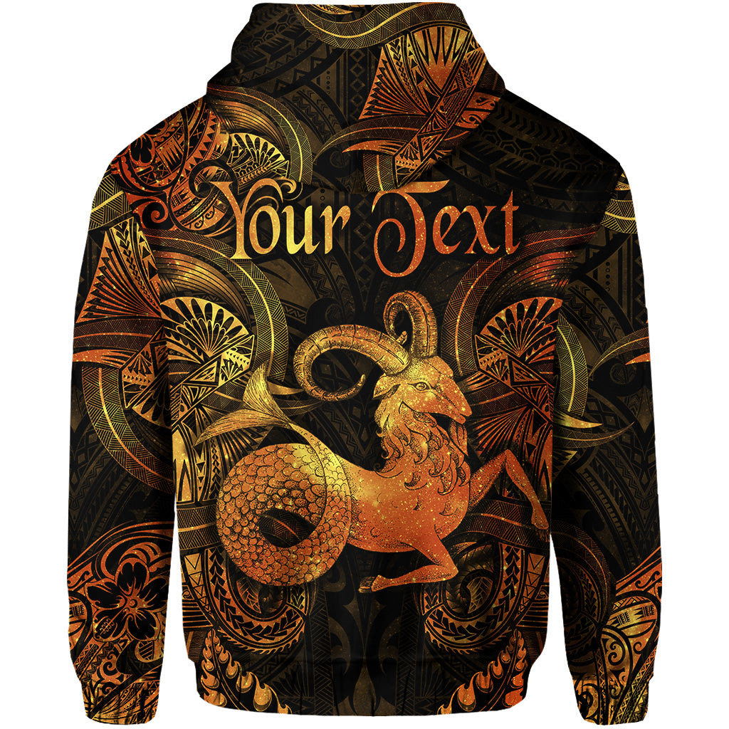 Custom Capricorn Zodiac Polynesian Zip Hoodie Unique Style Gold LT8 - Polynesian Pride