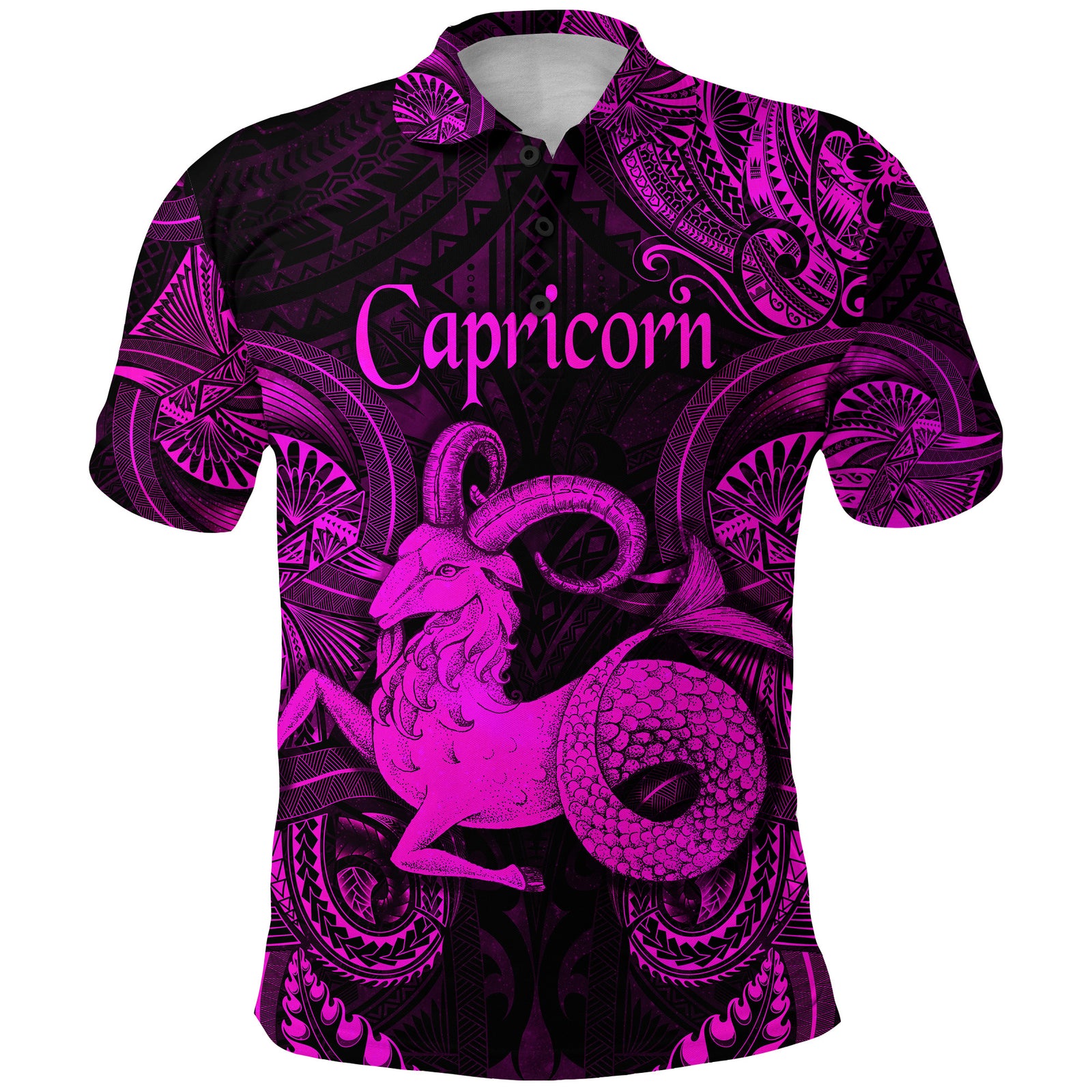 Custom Capricorn Zodiac Polynesian Polo Shirt Unique Style Pink LT8 - Polynesian Pride