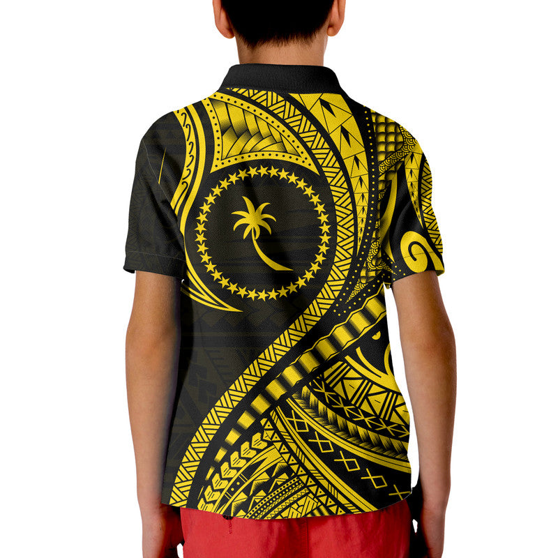 Chuuk Polo Shirt Federated States of Micronesia Gold Wave Style LT9 - Polynesian Pride