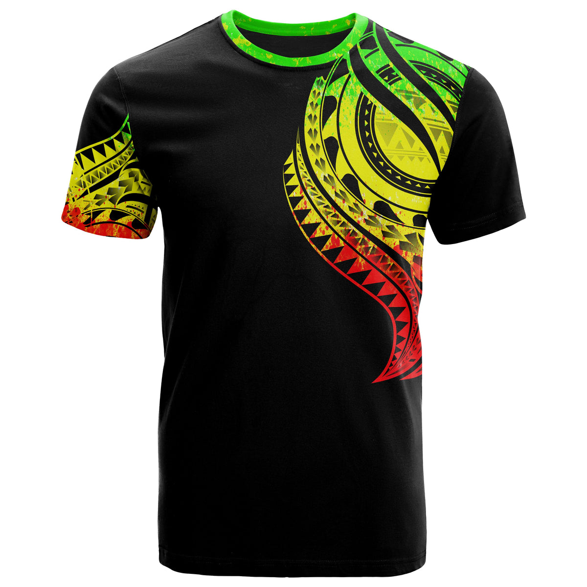 Tahiti T Shirt Tahiti Tatau Reggae Patterns With Coat of Arms Unisex Black - Polynesian Pride