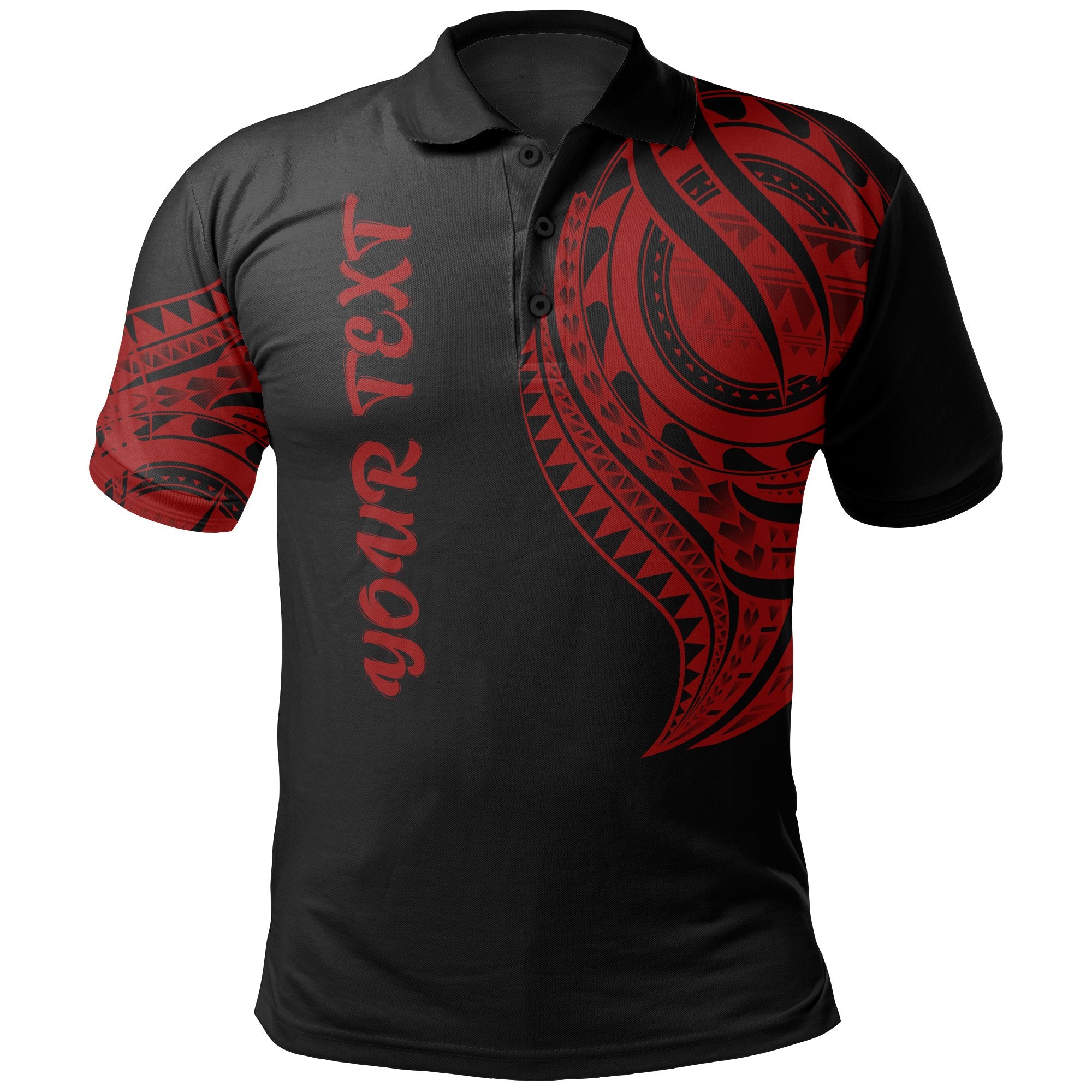 Tokelau Custom Polo Shirt Tokelauan Tatau Red Patterns Unisex Black - Polynesian Pride
