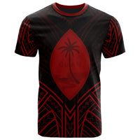 Guam T Shirt Guam Seal Tribal Red Color Patterns Unisex Black - Polynesian Pride