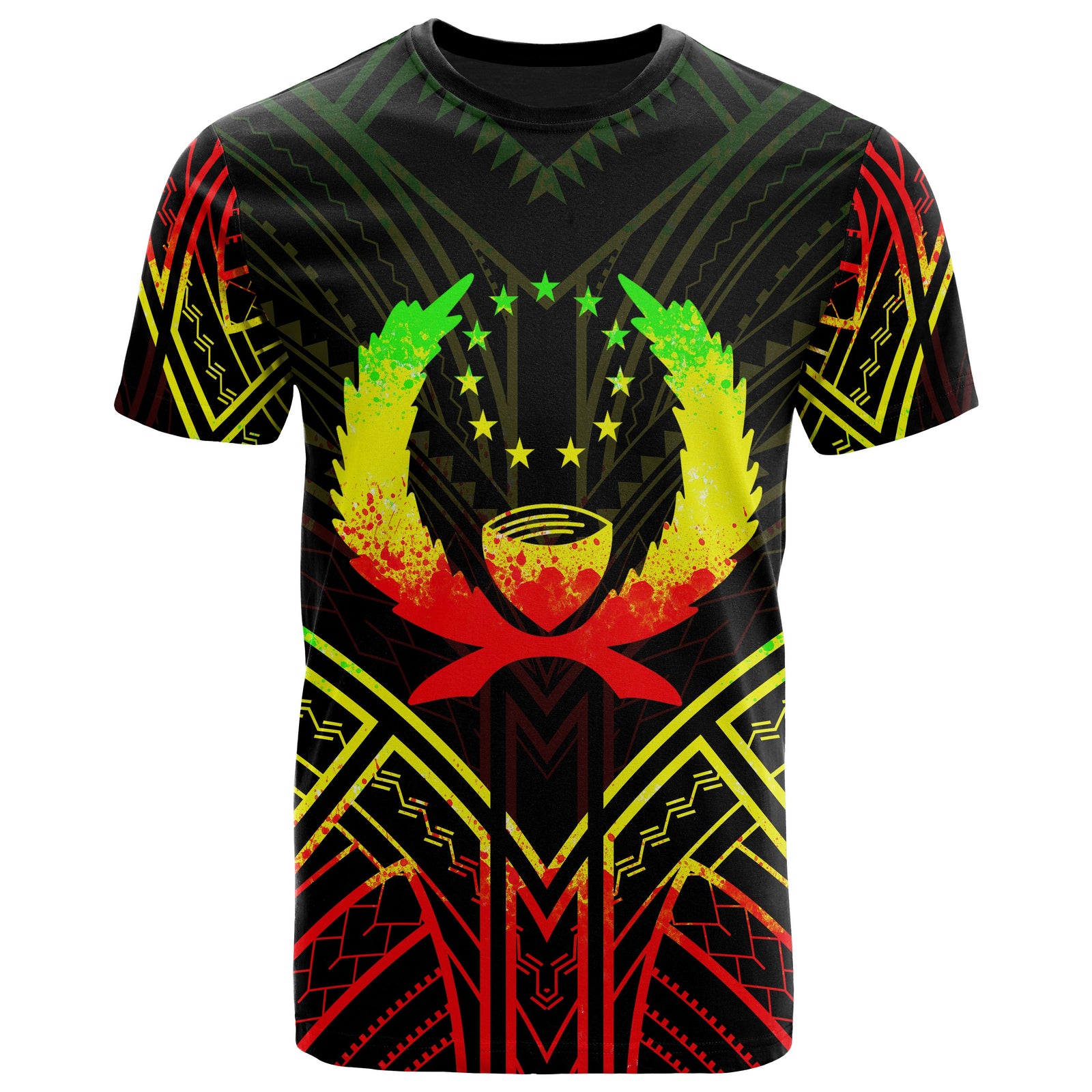 Pohnpei State T Shirt Pohnpei State Seal Tribal Reggae Color Patterns Unisex Black - Polynesian Pride