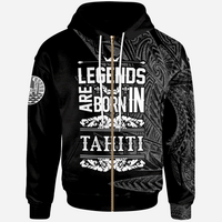 Tahiti Zip Hoodie Legends Are Born In White Color Unisex White - Polynesian Pride