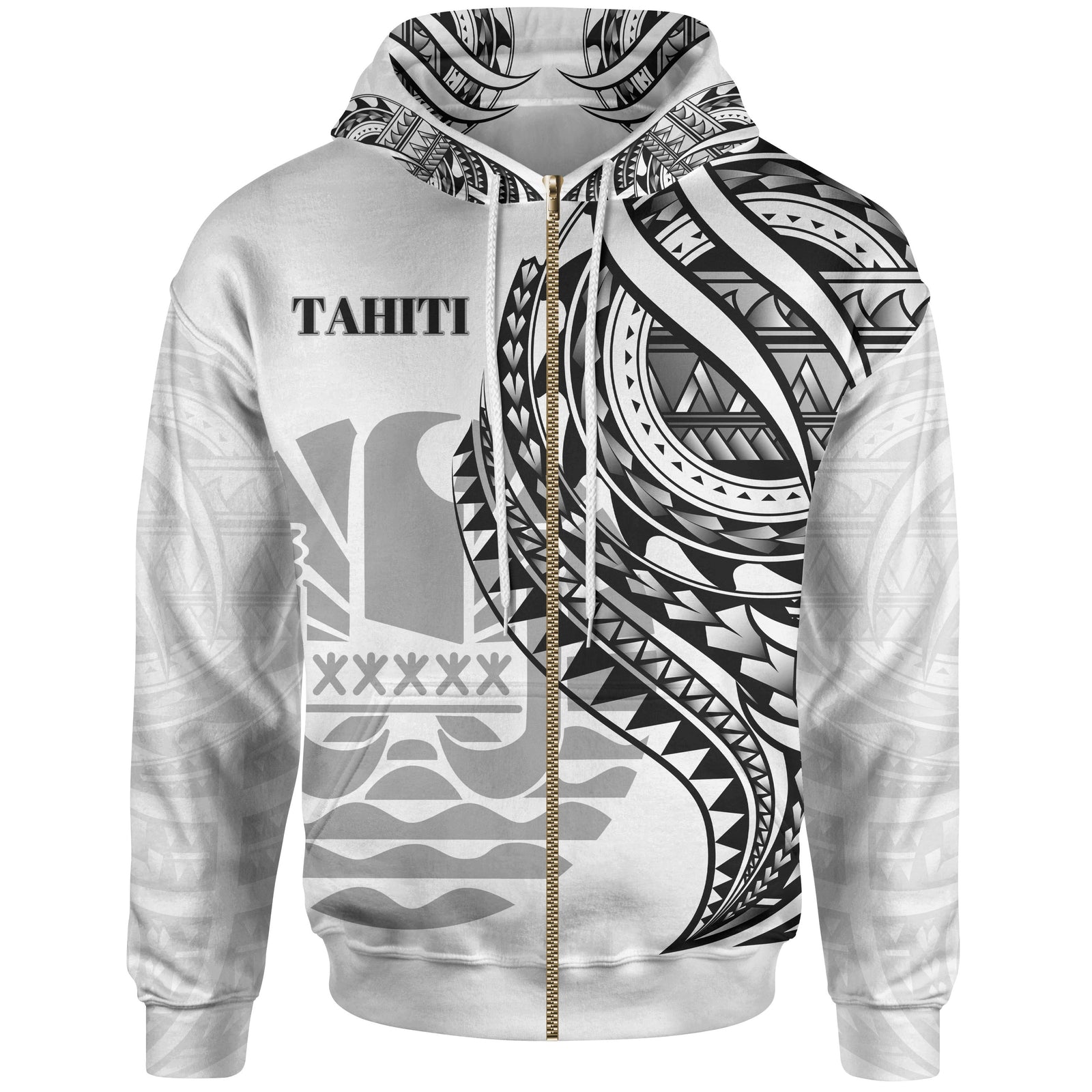 Tahiti Zip Hoodie Black Polynesian Patterns Best Tahiti Ever Unisex Black - Polynesian Pride