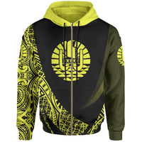 Tahiti Zip Hoodie Yellow Polynesian Patterns Sport Style Unisex Black - Polynesian Pride