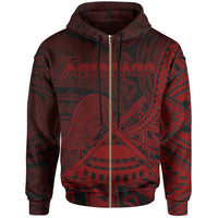 American Samoa Zip Hoodie Faleasao Polynesian Red Patterns Unisex Black - Polynesian Pride