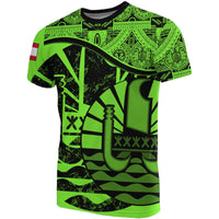 Tahiti T Shirt Tahiti Flag Vintage Style Fluo Vert A02 Unisex Art - Polynesian Pride