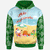 Mele Kalikimaka Hoodie Santa Claus and Reindeer On The Beach Green Color Unisex Green - Polynesian Pride