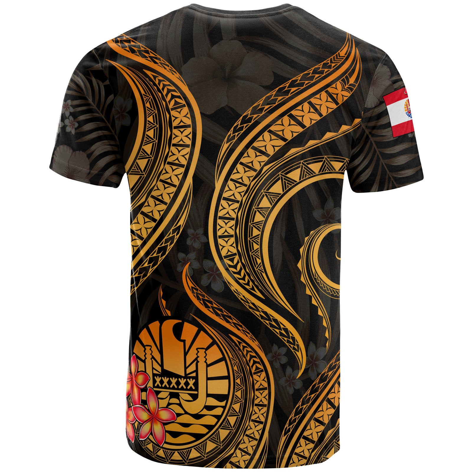 Tahiti Polynesian T Shirt Gold Plumeria Unisex GOLD - Polynesian Pride