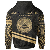 American Samoa Hoodie In My Heart Style Gold Polynesian Patterns - Polynesian Pride