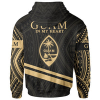 Guam Zip Hoodie In My Heart Style Gold Polynesian Patterns - Polynesian Pride