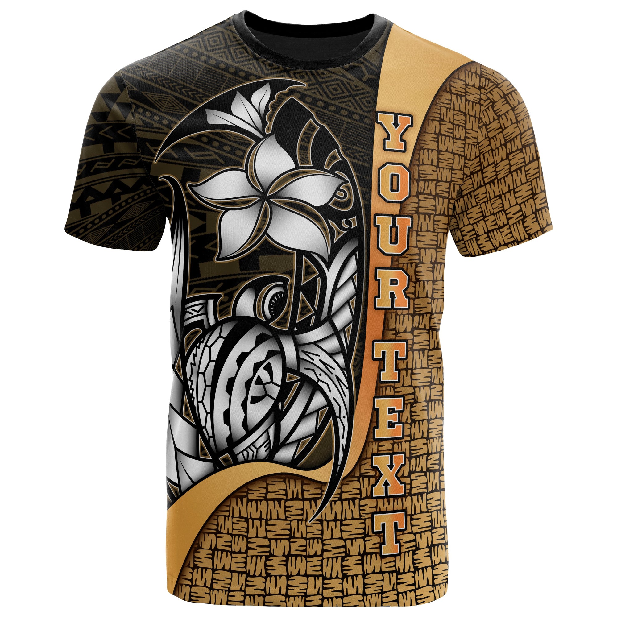 Guam Polynesian Custom T Shirt Gold Turtle with Hook Unisex Gold - Polynesian Pride
