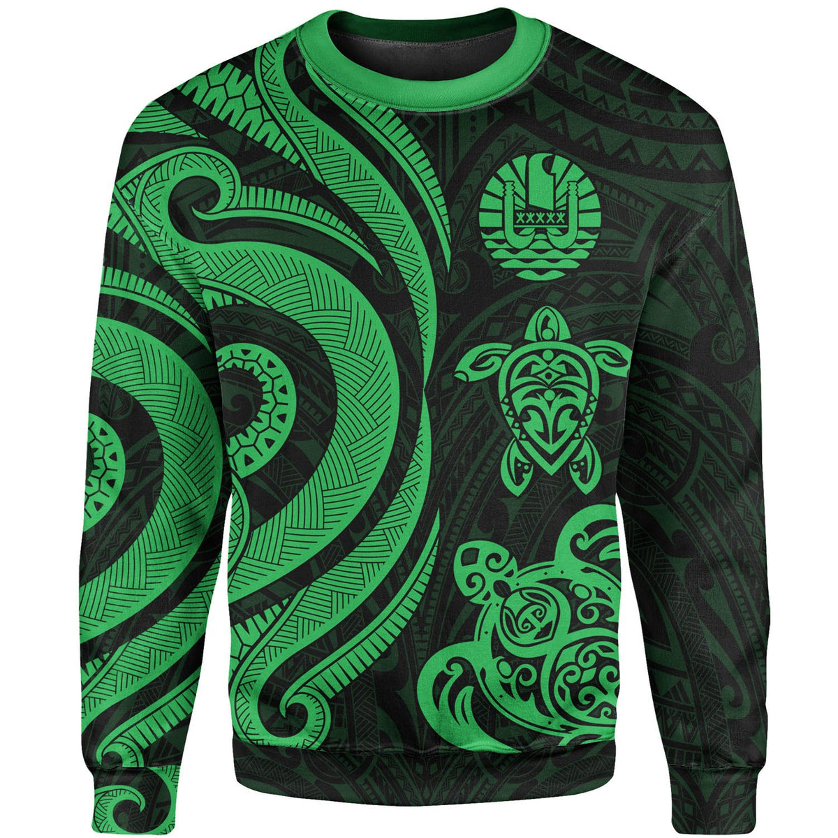 Tahiti Sweater - Green Tentacle Turtle Unisex Green - Polynesian Pride