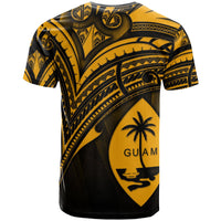 Guam T Shirt Gold Color Cross Style - Polynesian Pride