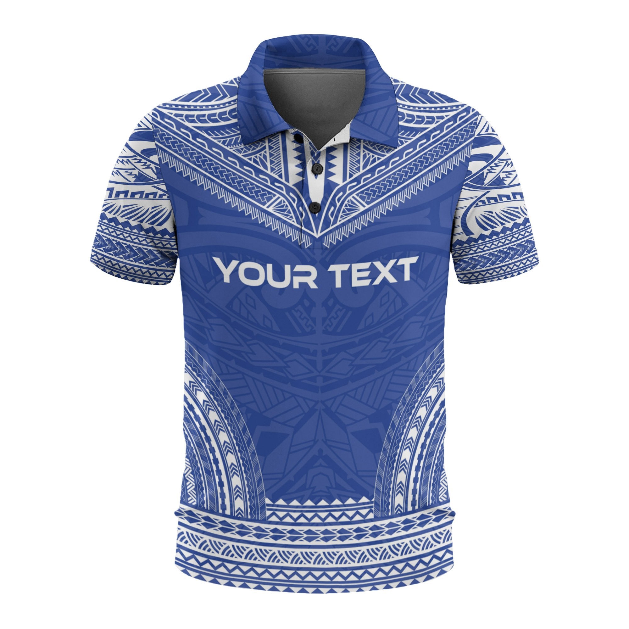 Gambier Islands Custom Polo Shirt Gambier Islands Flag Polynesian Chief Tattoo Blue Version Unisex Blue - Polynesian Pride
