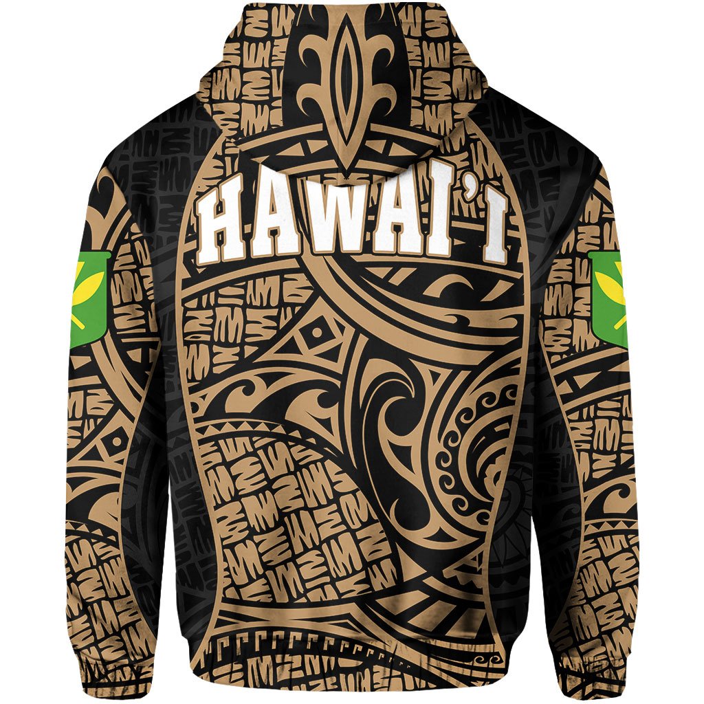 Polynesian Kanaka Maoli Hawaii Zip Hoodie Gold Gel Style - Polynesian Pride