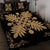Hawaiian Quilt Maui Plant And Hibiscus Pattern Quilt Bed Set - Gold Black - AH - Polynesian Pride