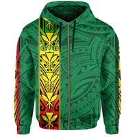 Polynesian Kanaka Flag Kanaka Maoli Hawaii Zip Hoodie Green - Polynesian Pride