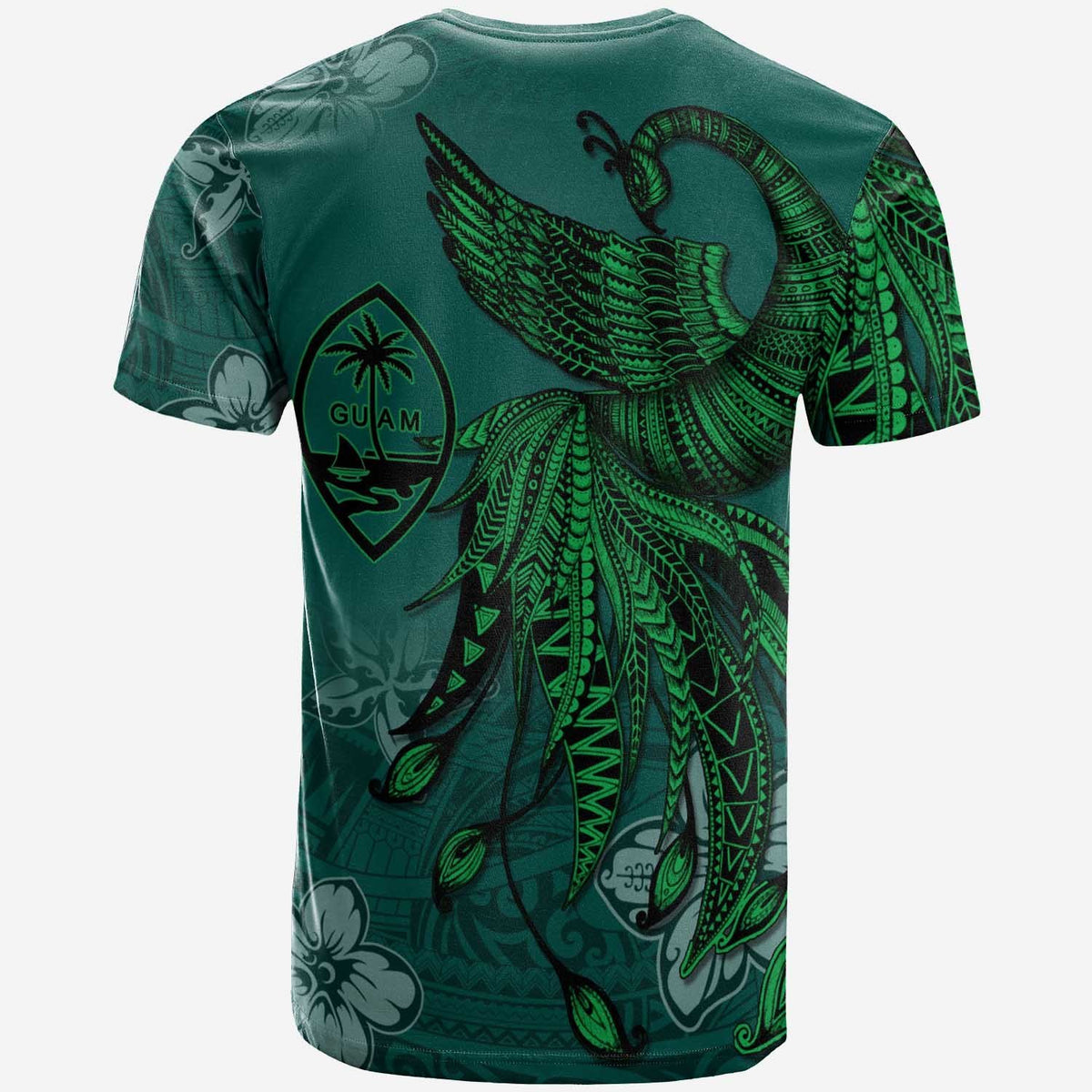 Guam T Shirt Polynesian Phoenix Bird, Fairytales Bird Green - Polynesian Pride