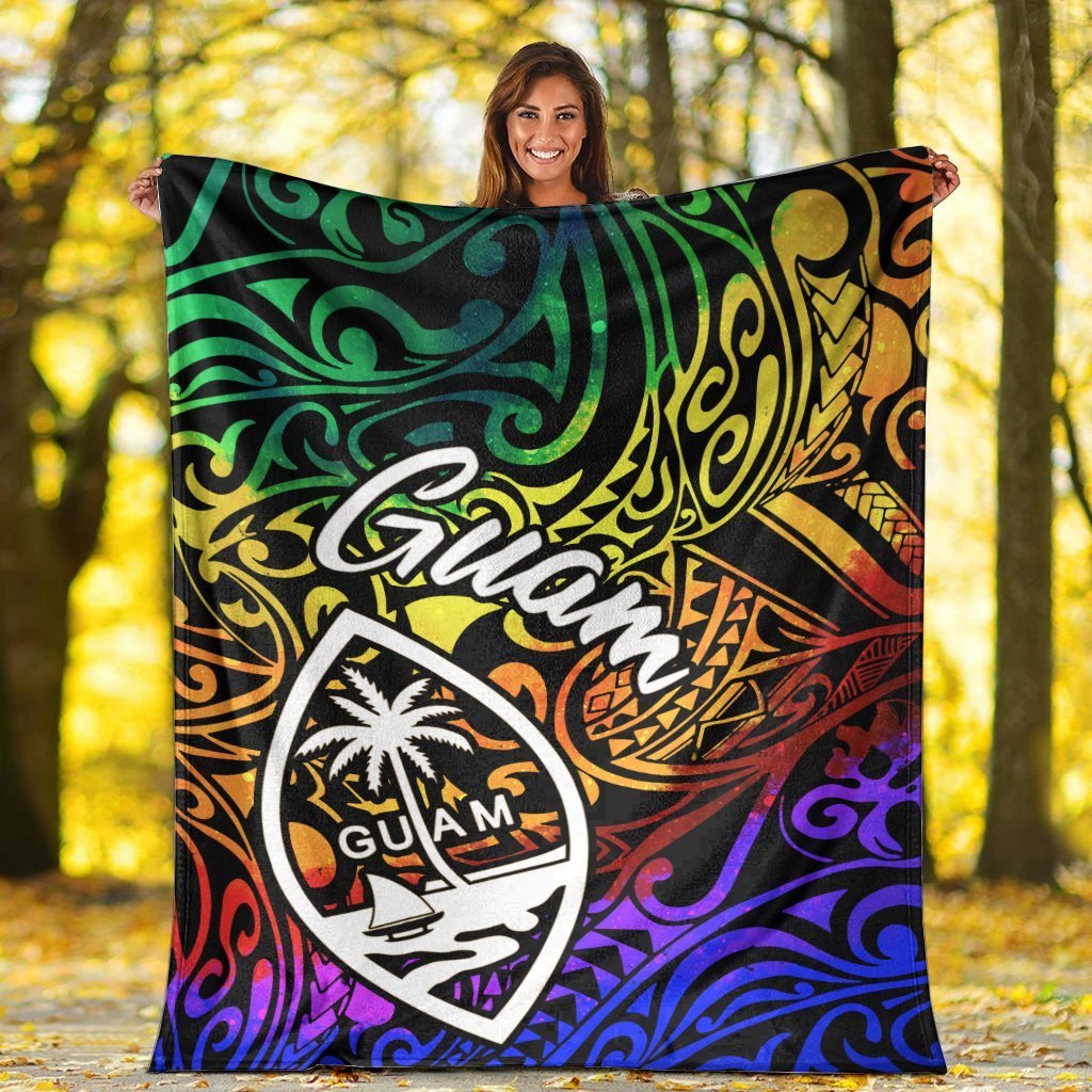 Guam Premium Blanket - Rainbow Polynesian Pattern - Polynesian Pride